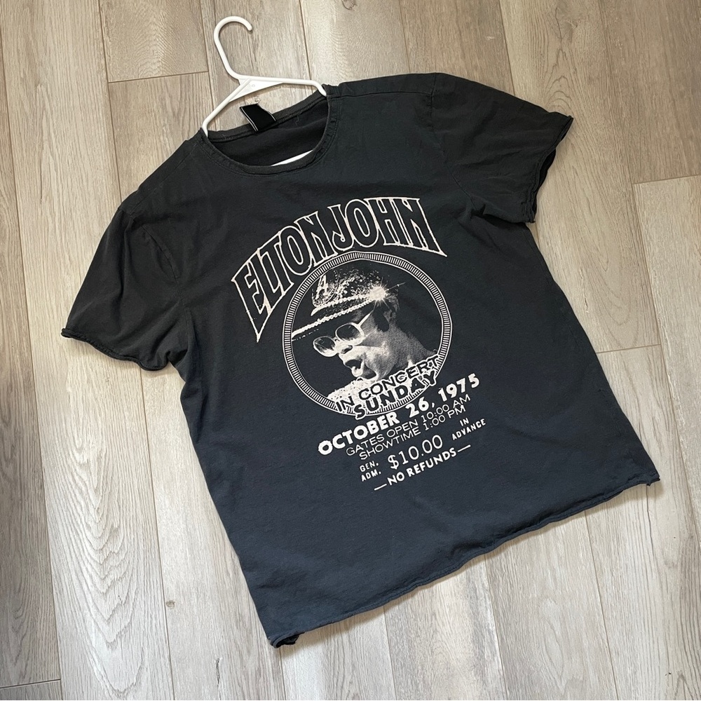 Grunge Music Tshirt elton john amplified tee womens Gray (size 2xl) retro casual